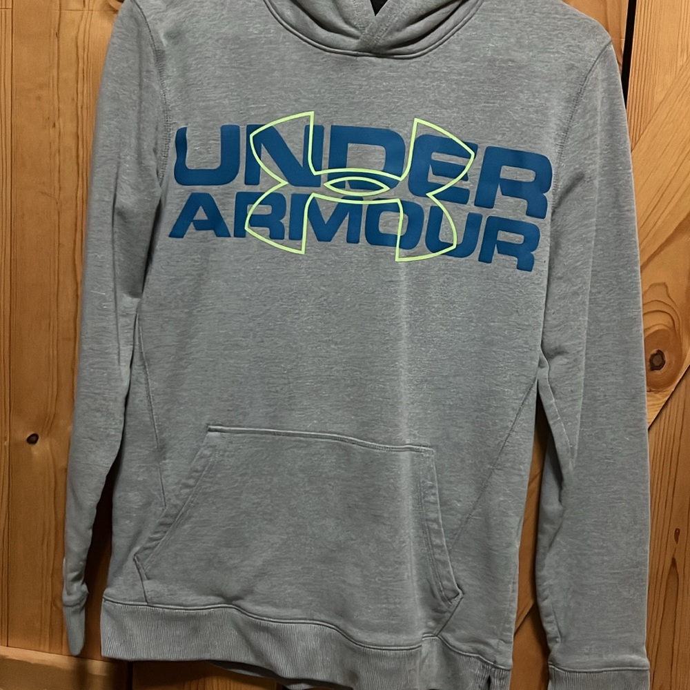 Under Armour Gray Hoodie with Blue Logo